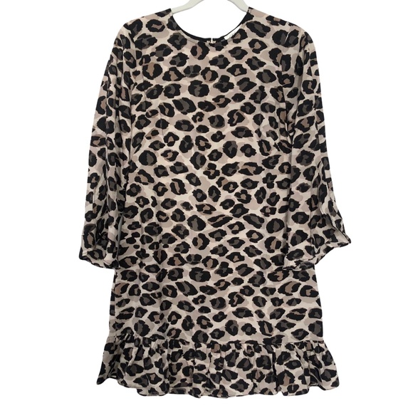 NWOT Eliza J Leopard Ruffle Shift Dress 8 - Picture 2 of 6